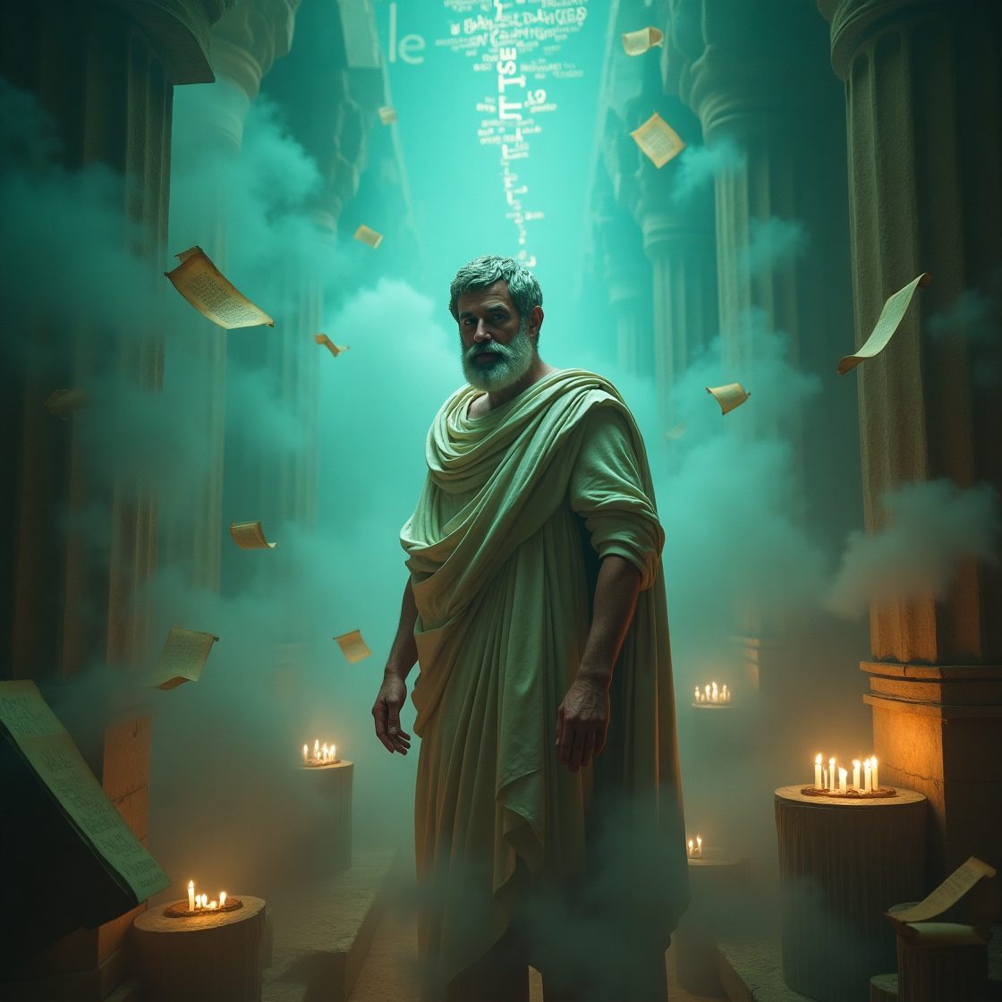 Portrait of Aristotle, ancient Greek philosopher known for the function argument and concept of eudaimonia.