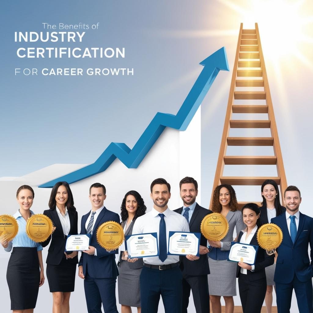 People proudly holding professional industry certification certificates