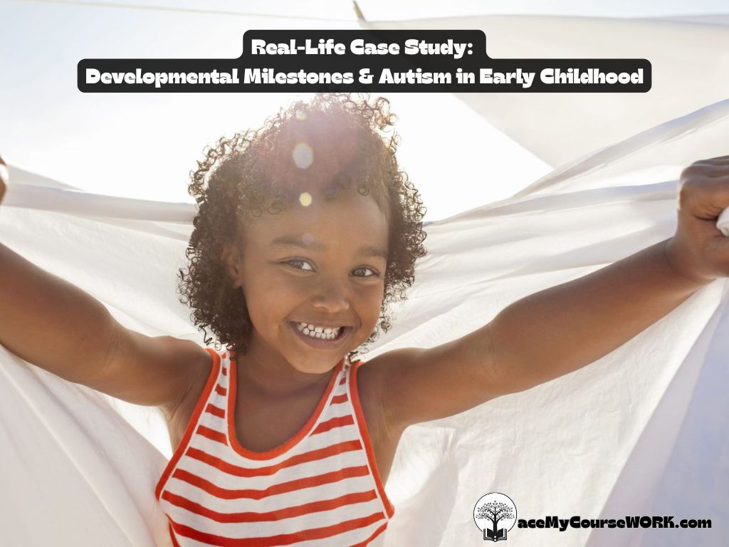 Smiling African-American girl holding a white sheet outdoors, representing early childhood development and autism awareness in a real-life case study.